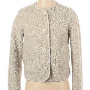 Uniqlo fleece jacket color ivory no collar